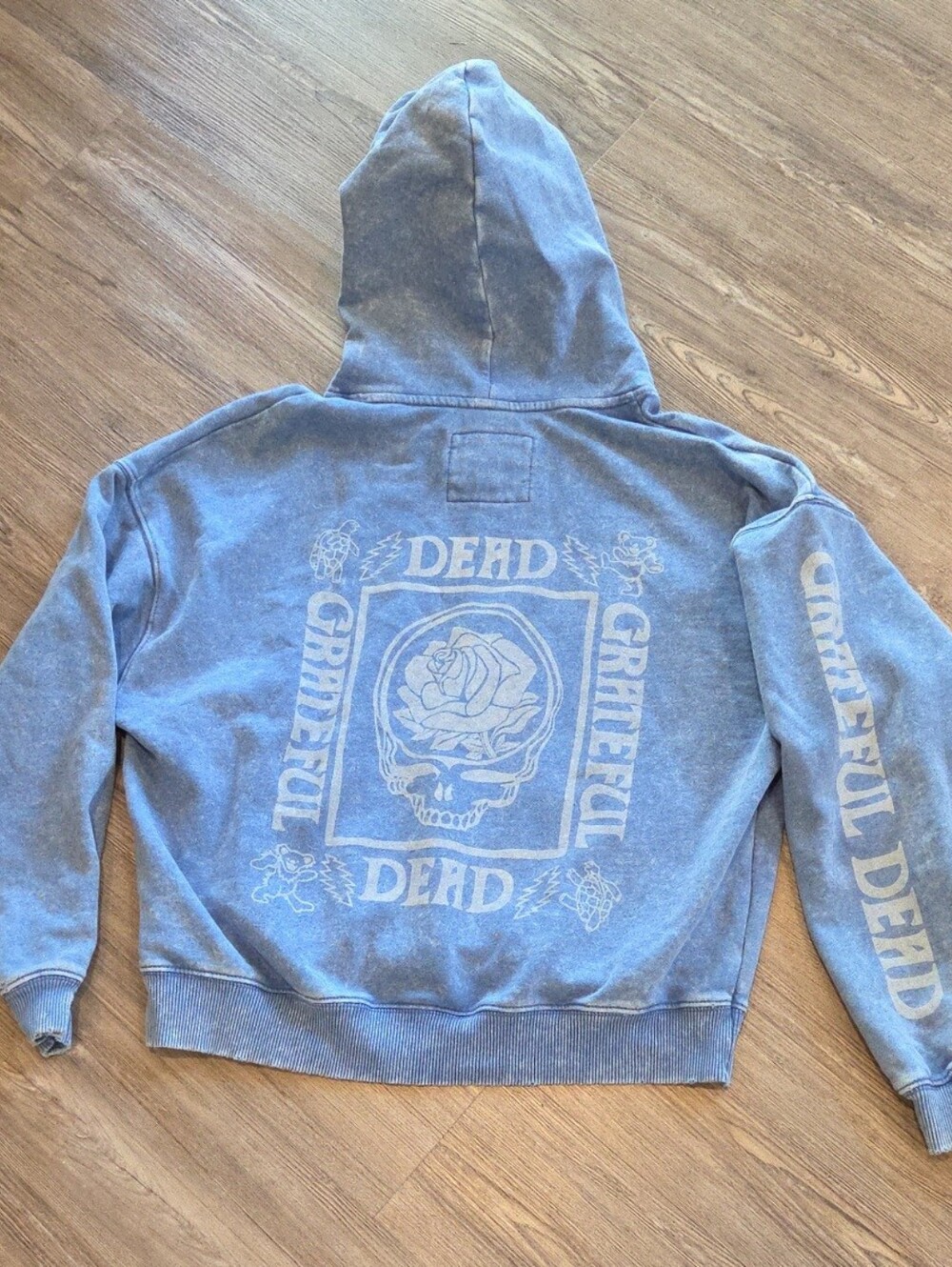 American Eagle x Grateful Dead Hoodie Small Blue Mineral Wash Seriously Lived-In